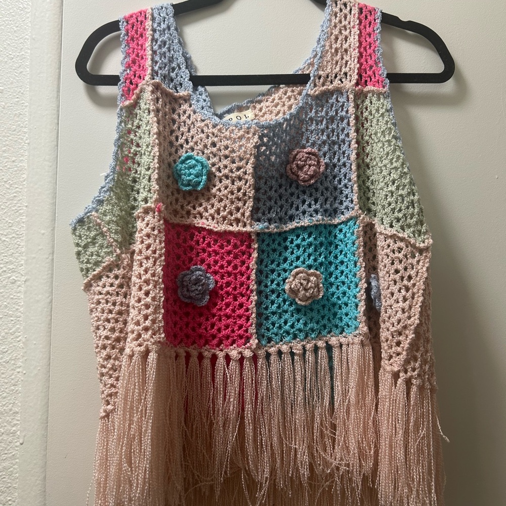 POL Multicolor Crochet Crop Top